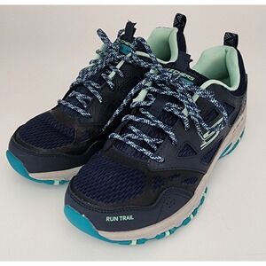 Skechers Run Trail Sneakers Womens 6.5 Navy Aqua 149821 Athletic Shoes VGC